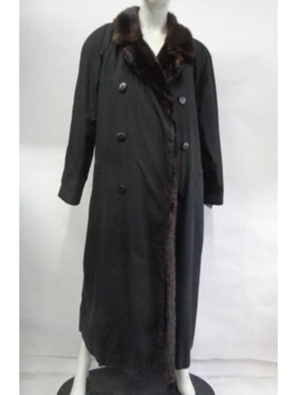 Excellent Canadian Dark Ranch Mink Fur Raincoat Coat Women Woman Size 8 Medium